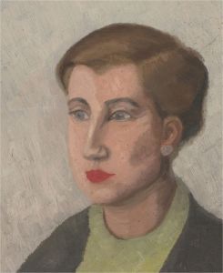 Mid 20th Century Oil - Woman with Red Lips