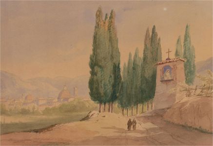 19th Century Watercolour - The Road into Florence