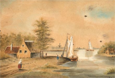 A.G. - Early 19th Century Watercolour, River Cottages