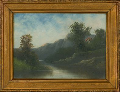 Framed Mid 20th Century Acrylic - Mountain River