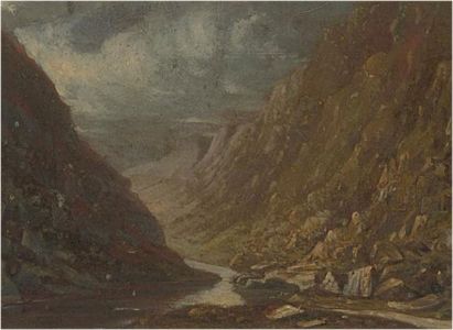 Late 19th Century Oil - Atmospheric Mountain Scene
