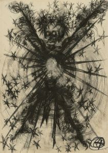 Mollie Paxton - 1956 Pen and Ink Drawing, Angel of Death