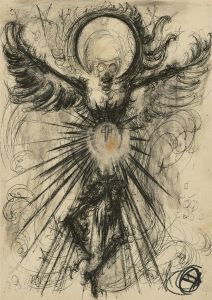 Mollie Paxton - 1956 Pen and Ink Drawing, Angel of Death II