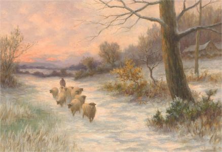 W.G. Buxton - Early 20th Century Oil, Winter Scene with Sheep