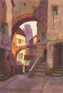 Mid 20th Century Watercolour - Sunshine and Shadow