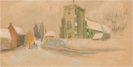 Early 20th Century Watercolour - Snowy Village Scene