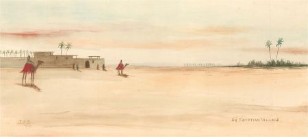 J.C.J. - 1929 Watercolour, An Egyptian Village