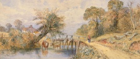 Late 19th Century Watercolour - River Crossing