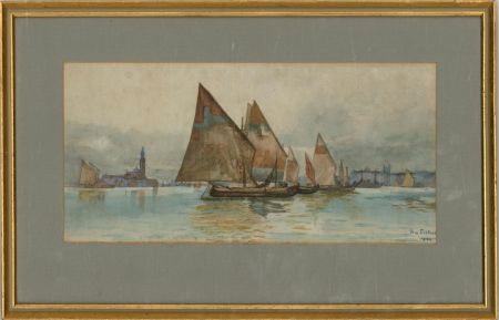 Roy Surtees - 1904 Watercolour, Boats On The Water