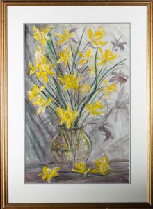A.J. Wyckaert - 1980 Watercolour, Yellow Flowers