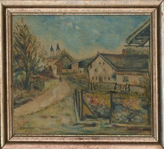 P. Nakladal - 1952 Oil, Lane To The Church