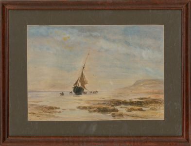 1860 Watercolour - Bringing The Goods Ashore