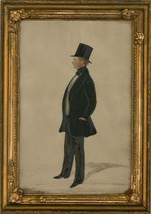 Framed Mid 19th Century Watercolour - The Tall Gentleman