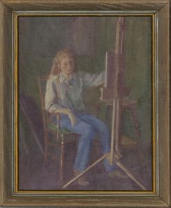 Myfanwy Johns (b.1958) - Framed 1982 Oil, At the Easel