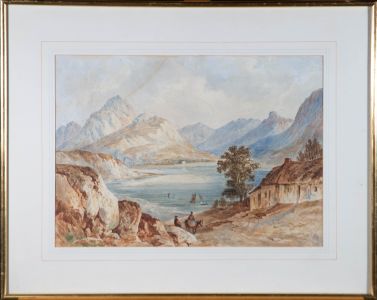 Late 19th Century Watercolour - Mountainous Landscape Scene with Lake