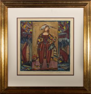 Alexander Ivanov - 1993 Linoprint, The English Woman