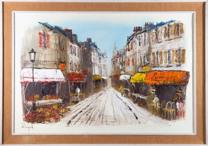 John Bampfield - Signed & Framed Mid 20th Century Oil, Impressionistic Street