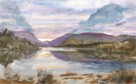 M. Swindlehurst - Impressionist Contemporary Watercolour, Welsh Lake