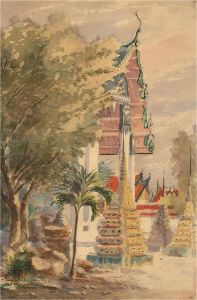 E. R. W - Early 20th Century Watercolour, Middle Eastern Temple Scene