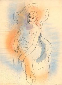 Brian Midlane - Mid 20th Century Pen and Ink Drawing, Smiling Nude