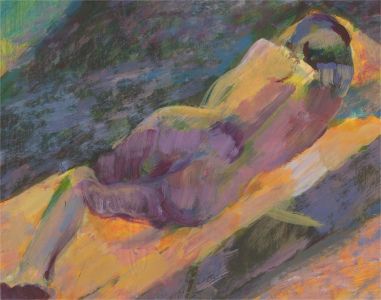 Susan Paine - Mid 20th Century Gouache, Nude in Purple