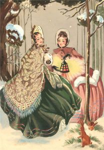 Violet Birch - Mid 20th Century Watercolour, Victorian Ladies at Christmas