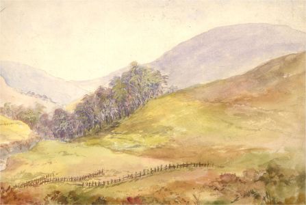 Mid 20th Century Watercolour - Over the Hillside
