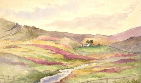Mid 20th Century Watercolour - Cottage on the Hillside
