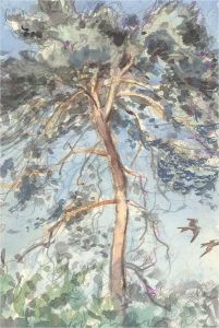 Peter Partington (b.1941) - 20th Century Watercolour, Tree with Flying Birds