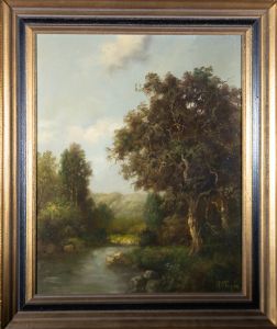 20th Century Oil - Countryside View with Small River