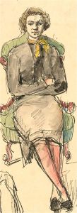 Peter Collins ARCA - Contemporary Watercolour, Seated Woman