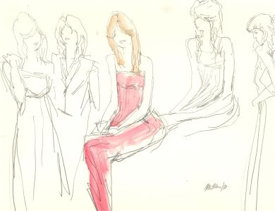 Peter Collins ARCA - Signed 1980 Graphite Drawing, Afternoon Tea