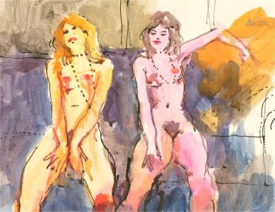 Peter Collins ARCA - Signed Contemporary Watercolour, Impressionistic Nudes V