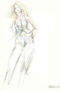 Peter Collins ARCA - Signed 1975 Graphite Drawing, The Hippie