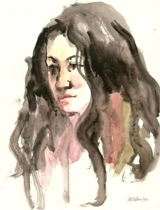 Peter Collins ARCA - Singed 1974 Watercolour, Portrait of a Woman X