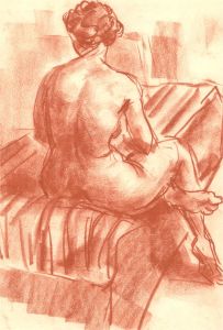 Peter Collins ARCA - Contemporary Graphite Drawing, Nude on a Bed
