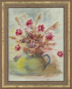 F. Wildblood Llewelyn - Signed & Framed 1966 Acrylic, Impressionistic Flowers