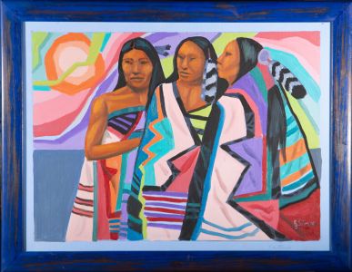 B. Simon - Signed & Framed 1999 Acrylic, Sentinels