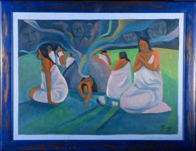 B. Simon - Signed & Framed 1999 Acrylic, Sweat Lodge