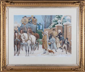 B. Govsky - 1913 Watercolour, Home for the Holidays