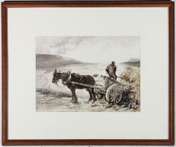 Framed Mid 20th Century Watercolour - The Straw Cart
