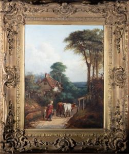 William Garland (fl.1857-1874) - Signed & Framed 1846 Oil, The Milkmaid