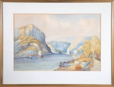 19th Century Watercolour - A View of Rhine River