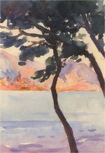 Lily Florence Waring (1877-1966) - Watercolour, Study of Menton, French Riviera