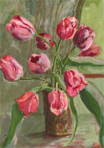 Lily Florence Waring (1877-1966) - Early 20th Century Watercolour, Pink Tulips