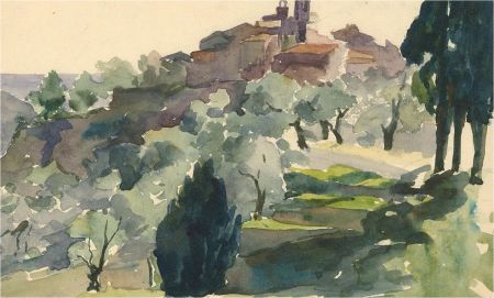 Lily Florence Waring (1877-1966) - Watercolour, Study of Saint Paul de Vence