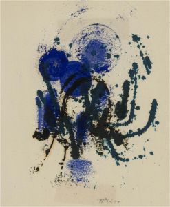Max Rummel  - 1974 Mixed Media, Blue and Black Forms