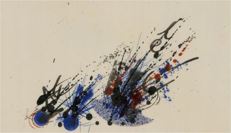 Max Rummel  - 20th Century Mixed Media, Splash in Blue and Red