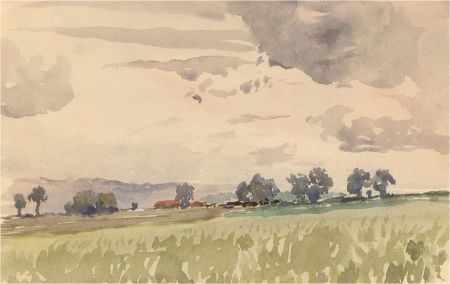 Ernest W. Kirby (1896-1972) - 1916 Watercolour, Walking To Woodford