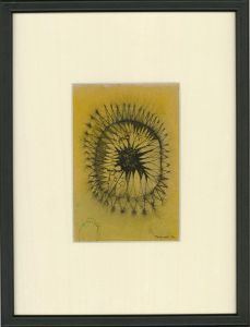 Jaques - Framed 1954 Pen and Ink Drawing, Sunflower